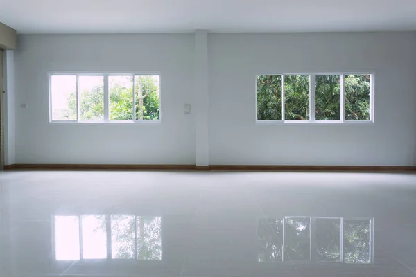 empty white room interior in residential house building