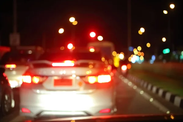 Night light of traffic car on the city street, abstract blur — Stock Photo, Image