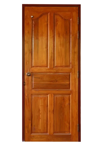 Porta in legno isolata su sfondo bianco — Foto Stock