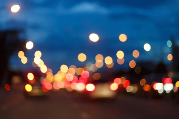 Night light of traffic car on the city street, abstract blur — Stock Photo, Image