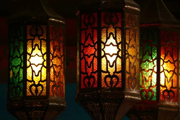 Beautiful vintage lantern hanging, ramadan light decoration — Stock Photo, Image