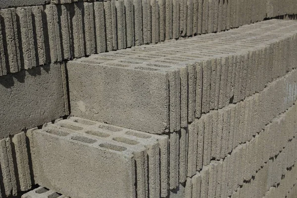 Concrete block building material in construction site — Stock Photo, Image