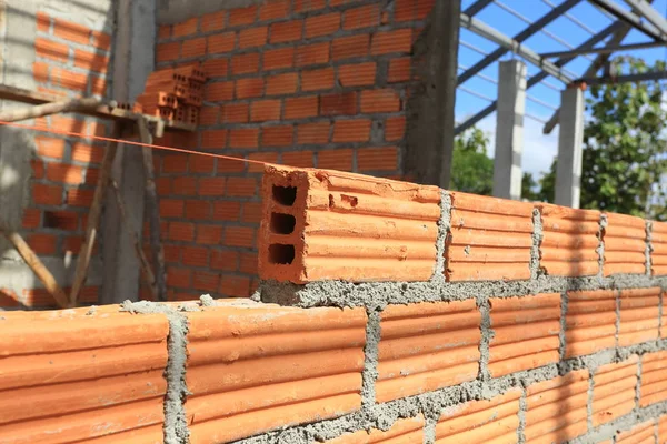 Tegel block i konstruktion Byggnadsbransch — Stockfoto