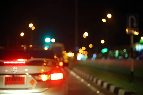 Night light of traffic car on the city street, abstract blur — Stock Photo, Image