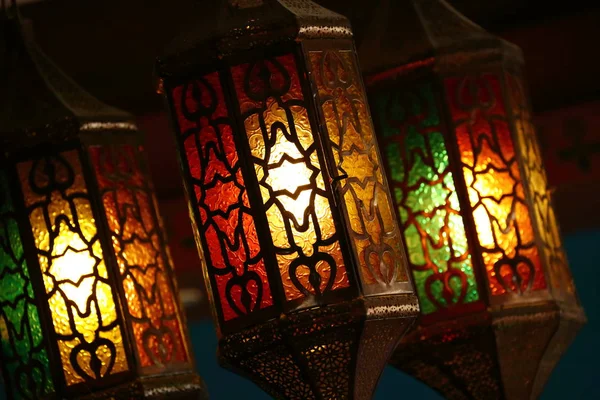 Beautiful vintage lantern hanging, ramadan light decoration — Stock Photo, Image