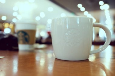 Chiangmai, Tayland, 29 Haziran 2017. Starbucks kahve fincanı
