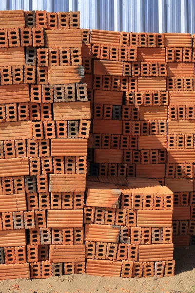 Brick block building material in construction site industry — Stock Photo, Image