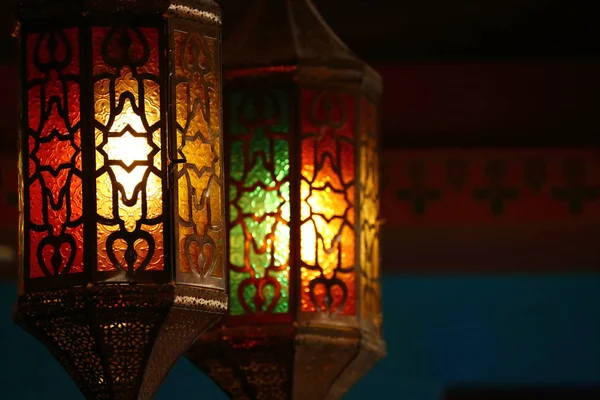 Beautiful vintage lantern hanging, ramadan light decoration — Stock Photo, Image