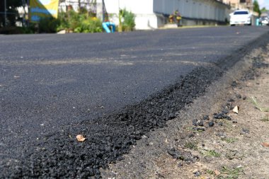siyah asfalt inşaat yol yüzey asfalt ile