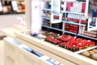 moda güzellik kozmetik dükkanı, bulanık görüntü arka planı