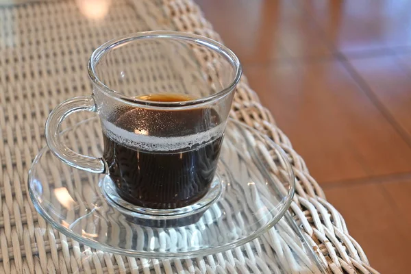 Hot black coffee drink in cafe — Stok fotoğraf