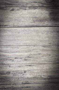 Koyu ahşap arkaplan, gri ahşap masa üst görünümü