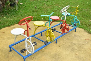 bicycle kid stand in outdoor playground