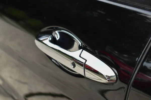 Vehicle part of door handle on black modern car — Stock Photo, Image