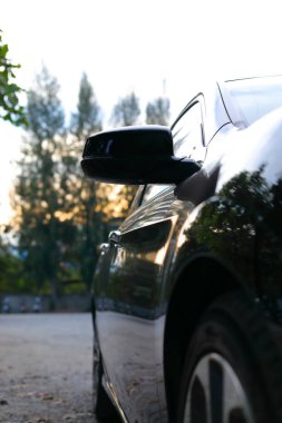 Araba yolculuğu yolculuğu doğada yolculuk, güneş ışığı sabah sahnesi