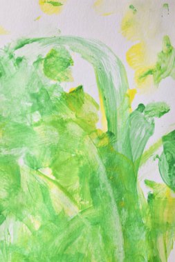 Kağıt sanatının arka planında suluboya resminin soyut sarı ve limon yeşili rengi