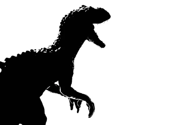 Sziluett kép fekete giganotosaurus dinoszaurusz szörny cretaceous időszakban fehér alapon — Stock Fotó