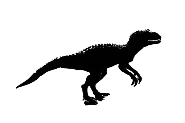 Silhueta imagem preto giganotosaurus dinossauro monstro no cretáceo período no fundo branco — Fotografia de Stock