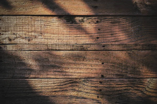Light and shadow on wood barn wall plank texture background, top view of old wooden table — 스톡 사진