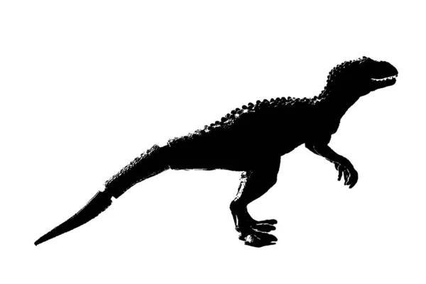 Silhouet afbeelding zwart giganotosaurus dinosaurus monster in krijtachtige periode op witte achtergrond — Stockfoto