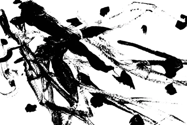 Abstrakte schwarze Pinselstrich Silhouette von Aquarell Zeichnung Farbe Textur auf weißem Hintergrund — Stockfoto
