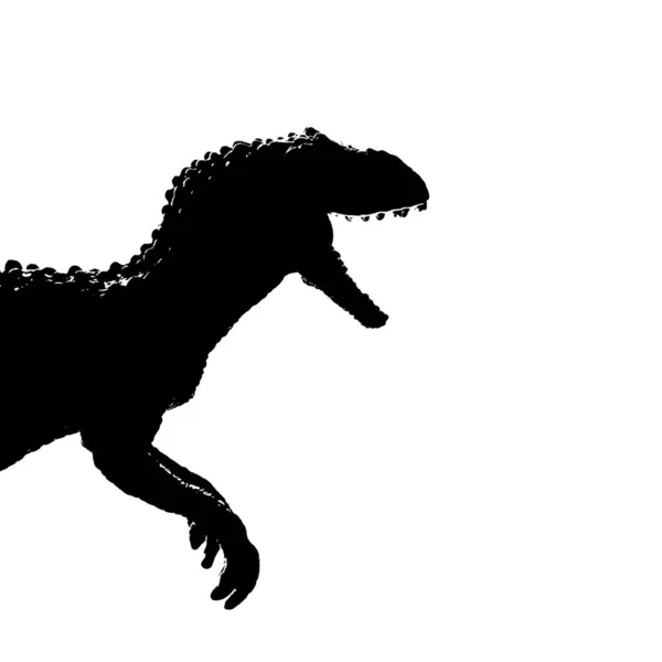 Silhouette image black giganotosaurus dinosaur monster in cretaceous period on white background — 스톡 사진