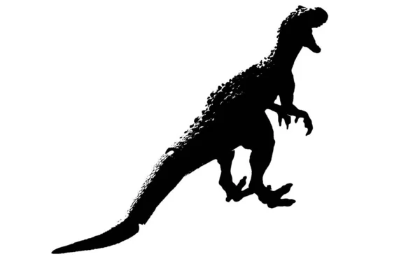 Silhouette Bild schwarz giganotosaurus Dinosaurier Monster in Kreidezeit auf weißem Hintergrund — Stockfoto