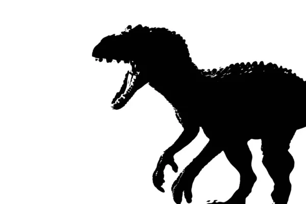 Silhouette Bild schwarz giganotosaurus Dinosaurier Monster in Kreidezeit auf weißem Hintergrund — Stockfoto