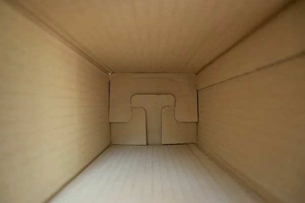 Prázdný Vnitřní Hnědá Papírová Krabička Karton Pro Balení Dodávky Zboží — Stock fotografie