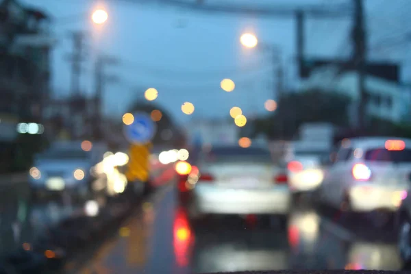 Engarrafamento Cidade Estrada Noite Com Tempestade Tempo Dia Chuvoso Carro — Fotografia de Stock