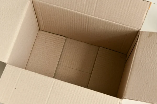 Empty Brown Paper Box Carton Package Open Packing — Stock Photo, Image