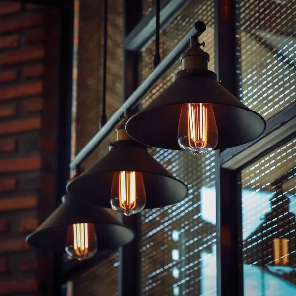 Vintage Light Lamp Interior Cafe — Stock Photo, Image