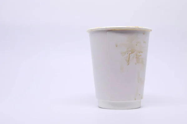 Schmutzige Braune Flecken Auf Take Away Tasse Für Heißen Kaffee — Stockfoto