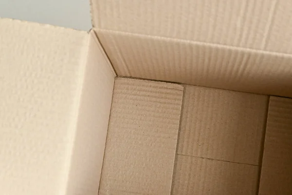 Vacío Dentro Caja Papel Marrón Paquete Cartón Embalaje Abierto —  Fotos de Stock