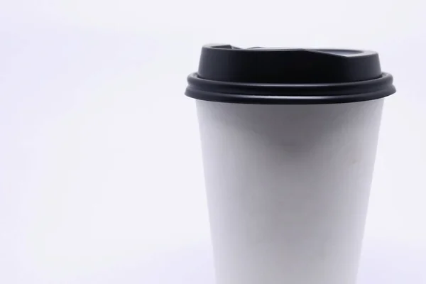 Tomar Copo Para Beber Café Quente Espaço Branco Vazio Cópia — Fotografia de Stock