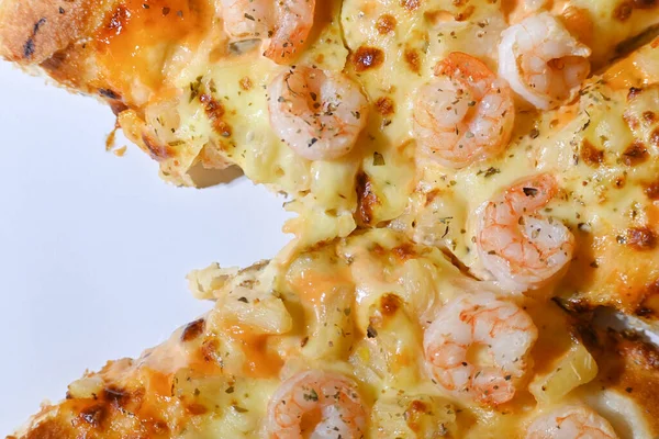 Italian Pizza Cheese Pineapple Shrimp Topping Sea Food — Stock Photo, Image