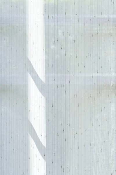 Drapery Biały Zasłona Dekoracji Wnętrz Pokój Światłem Słonecznym Rano — Zdjęcie stockowe