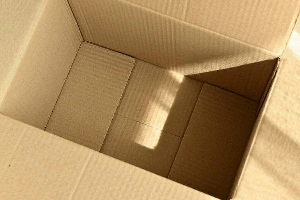 Empty Brown Paper Box Carton Package Open Packing — Stock Photo, Image