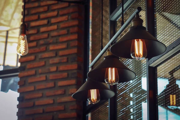 Lampe Lumière Vintage Intérieur Dans Café — Photo