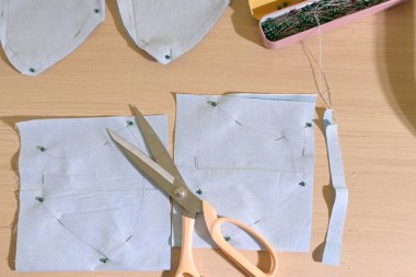 Kumaştan yapılmış yüz koruyucu maske düzeni