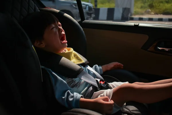 Llanto Del Bebé Sentado Asiento Del Coche Conducción Segura — Foto de Stock