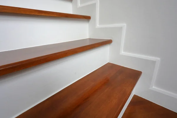 Brown Wooden Stair White Wall Residential House — Stock Photo, Image