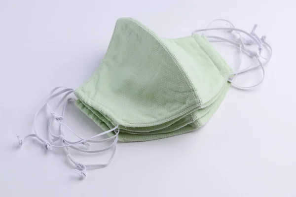 Conception Masque Visage Vert Couture Main Partir Tissu Mode Tissu — Photo