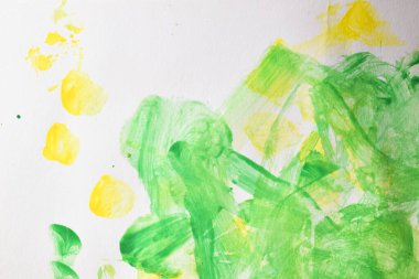 Kağıt sanatının arka planında suluboya resminin soyut sarı ve limon yeşili rengi