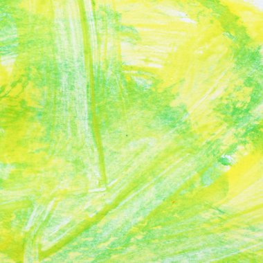 Beyaz kağıt zemin üzerinde soyut resim yeşil ve sarı suluboya boya