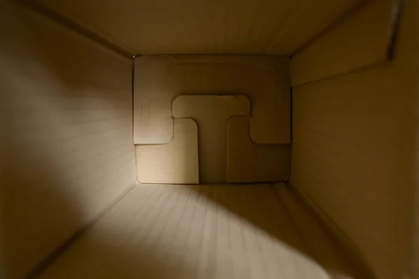 Carton Boîte Papier Brun Intérieur Vide Pour Les Marchandises Livraison — Photo