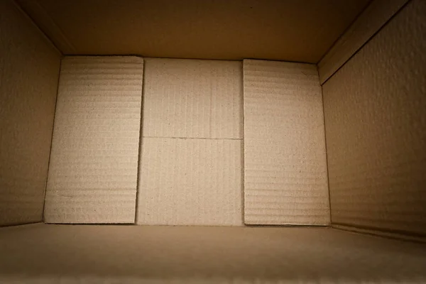 Tom Inuti Brun Kartong Papper Paket Öppen Förpackning — Stockfoto