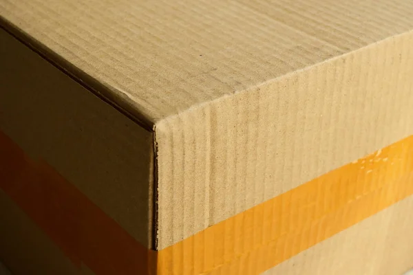 Pacote Caixa Papel Marrom Caixa Com Embalagem Scotch Tape Stick — Fotografia de Stock