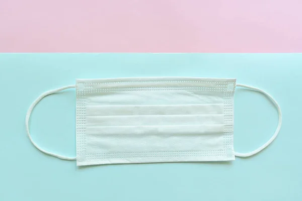Topeng Wajah Kebersihan Medis Latar Belakang Pastel Merah Muda Dan — Stok Foto