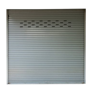 Çelik patinaj kapısı beyaz arka planda izole edilmiş.